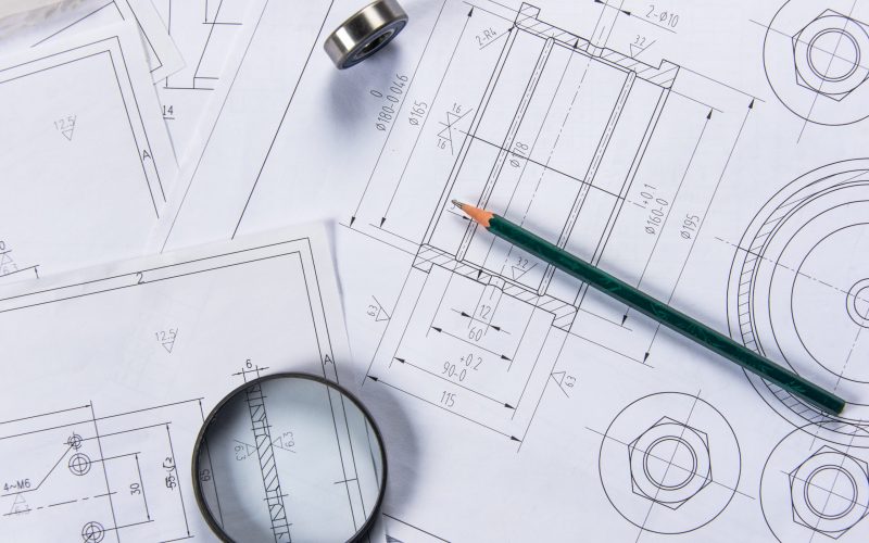 detail shot of Architectural blueprints.